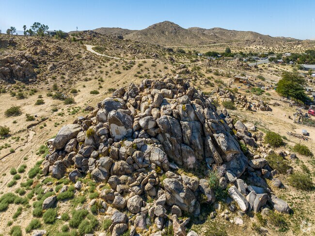 Unique rock formations dot the landscape around Lake Los Angeles.
