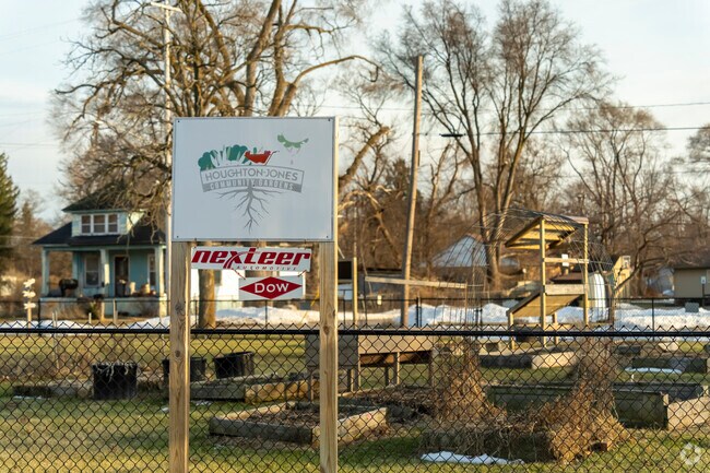 Houghton Jones Neighborhood Association maintains community gardens in the summer.