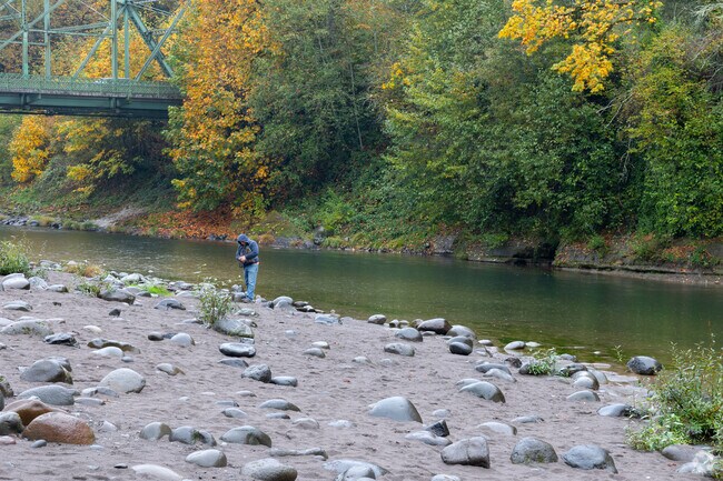 A man fishes along the Sandy river, just north east of Sandy.
