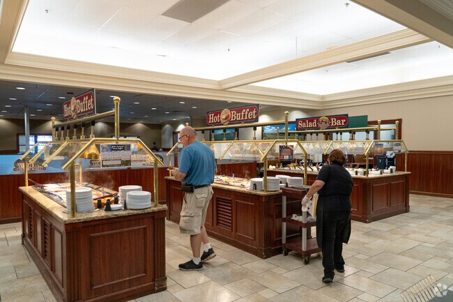 The buffet at Yoder's Country Market provides hot items and a salad bar.
