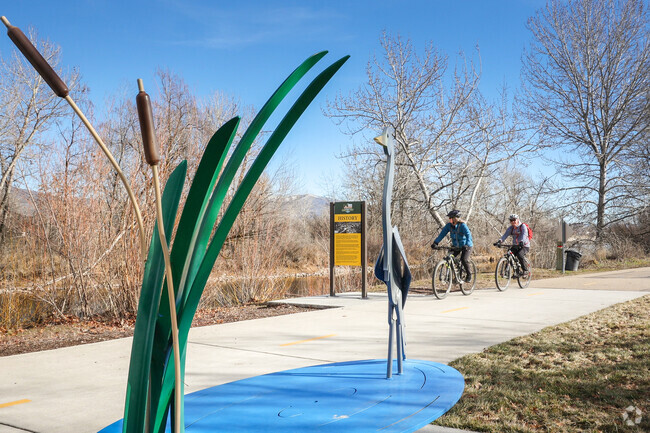 Heron Park in Garden City displays unique sculpture art along the greenbelt.