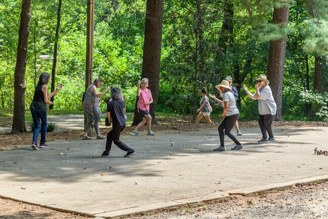 A Tai Chi group practices near Hampton Sted-Mountain Brook.
