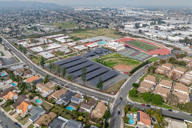 Aerial view of the entire Glen A Wilson High School campus in Hacienda Heights