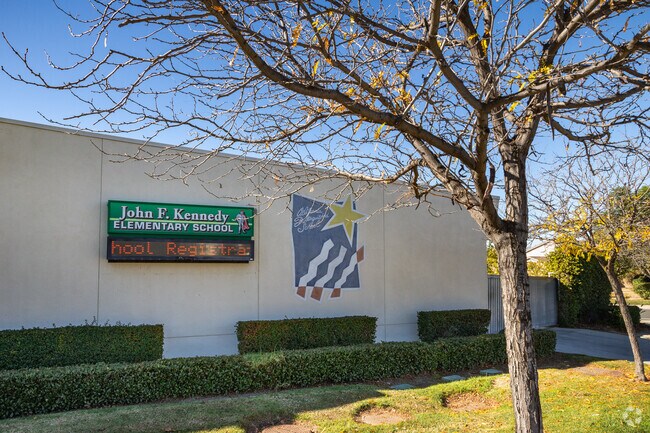 Parents can read announcements on the board at John F. Kennedy Elementary School in Riverside.