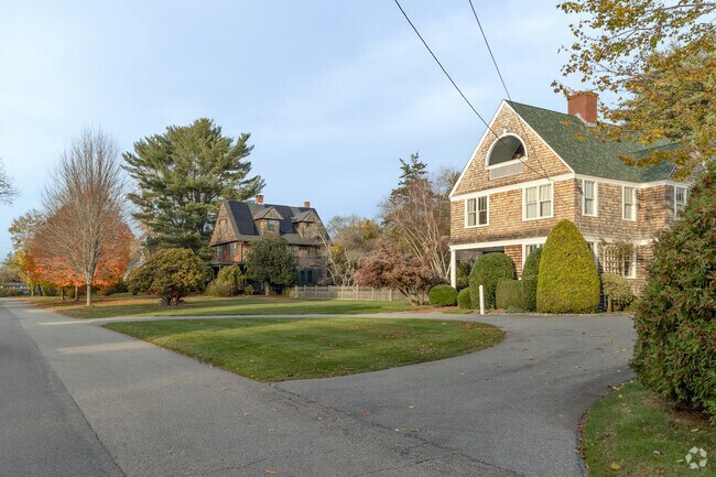 Large homes are abundant in the Bristol Highlands neighborhood many have trees for privacy.