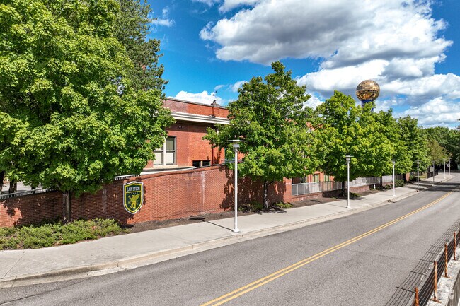 L&N Stem Academy is gated and has a brick wall surrounding it.