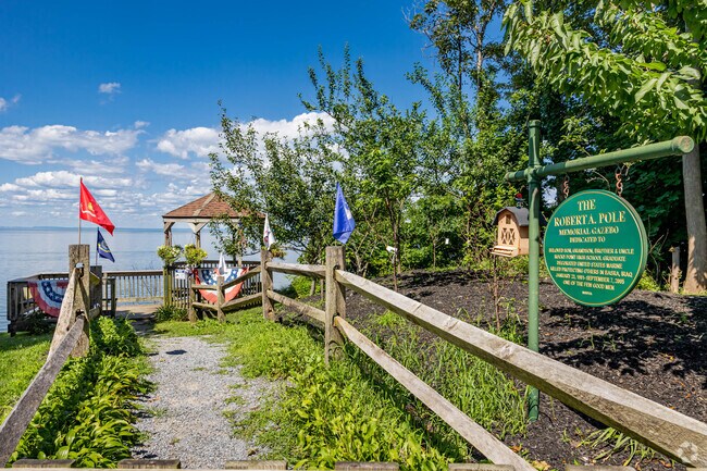 The Robert A. Pole Memorial Gazebo provides a great lookout over Long Island Sound.
