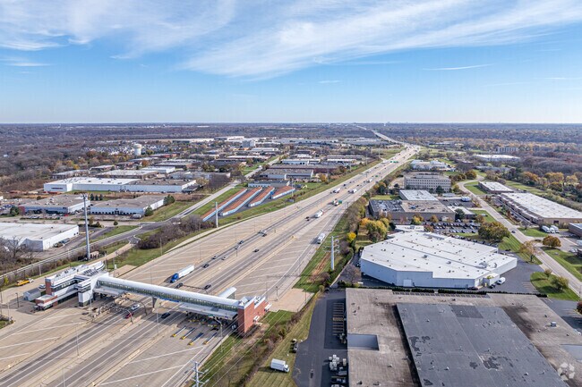 Elgin is a 43 mile commute to Chicago on Interstate 90.