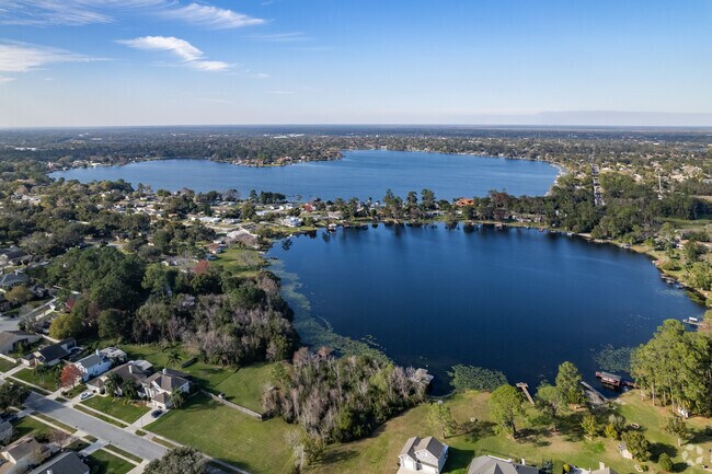 A magnificent aerial view of Little Bear Lake and Bear Lake.