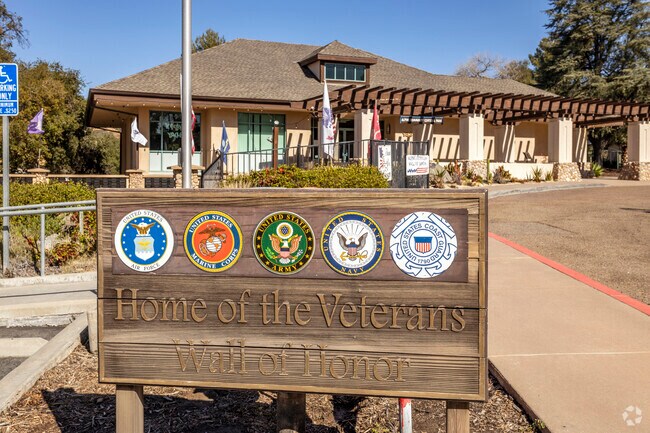 Alpine Neighborhood Community Center showing symbols of veterans.