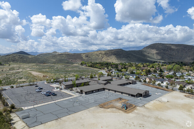 An aerial view of Donner Springs Elementary School facing South West.