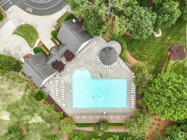 A bird's eye view of the pool at Prosperity Park in Highland Creek.