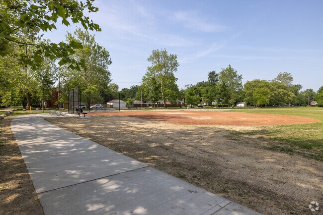 Walking path and baseball Field at Heckel Park in The Eye Neighborhood .