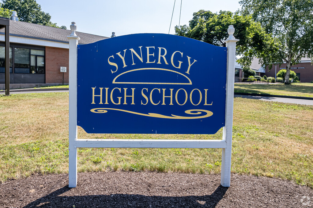 Stevens Alternate High School sign welcomes all in East Hartford, CT.