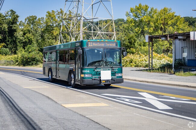 Residents and students catch the bus to a quick ride to Morgantown from Westover.
