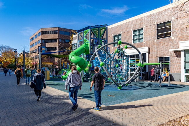 The City Plaza near Goosetown features a small park, popular with local children.