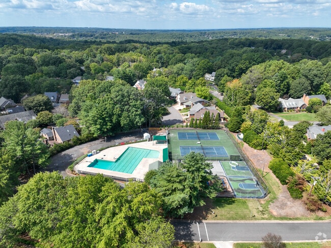 An aerial view of Old Sherwood Forest, outside of Winston-Salem.