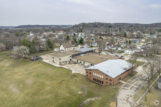 Mazomanie Elementary School has a large yard in the rear.