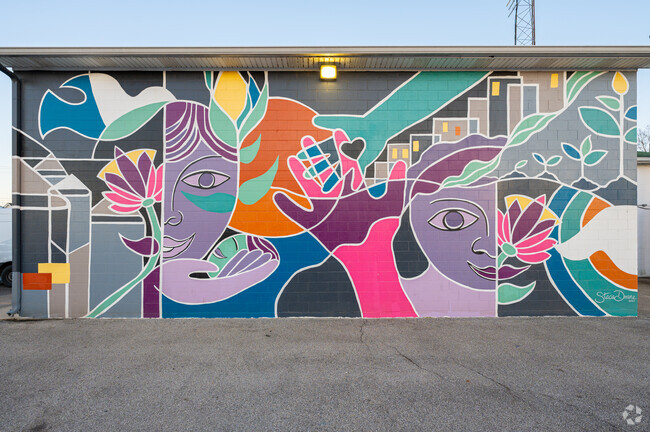 The residents of Bargersville were invited to help paint this mural by artist Stacie Drane.