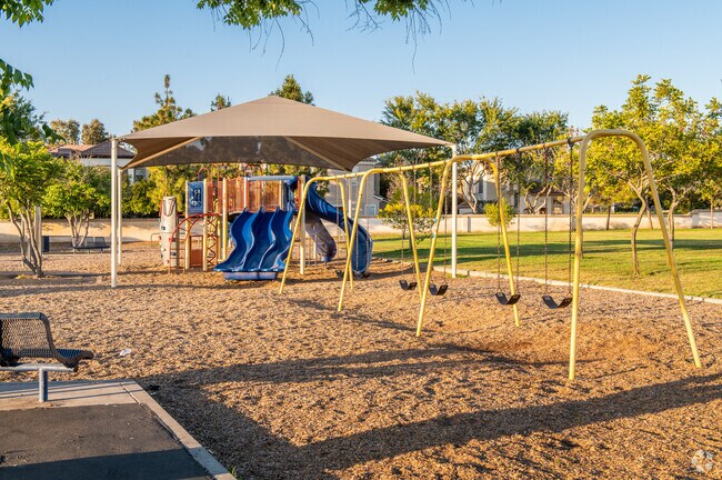 Students can play on the well-maintained playground at Plaza Vista K-8 School in Westpark.