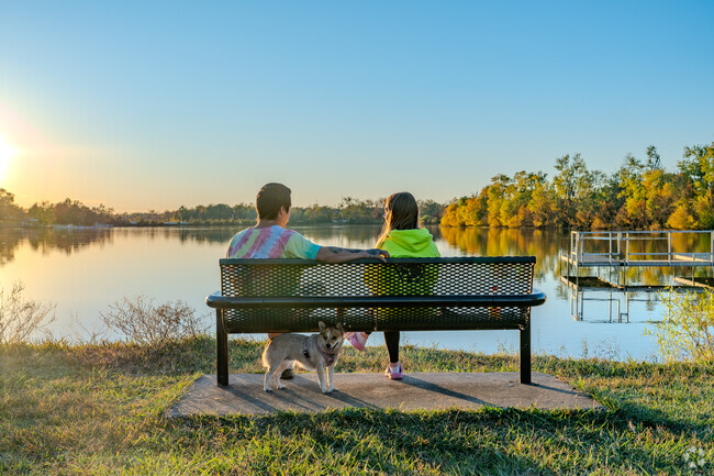 Jacobson Park features a 46 acres lake for fishing, paddle-boating, and sunset watching.
