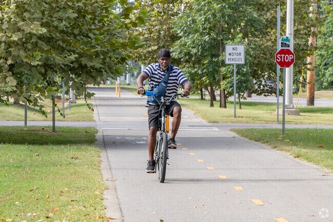 Akin Park residents can bike along the High Rail Trail for exercise.