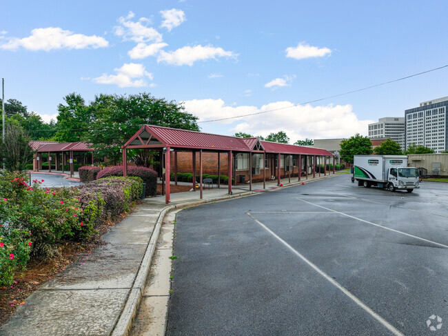 Covered walkways provide shade to Teasley Elementary students.