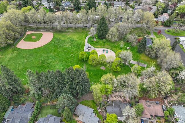 Aerial view of the local Pendleton Park in Hayhurst, Portland.