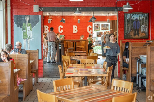 Enjoy indoor and outdoor dining at Big City Bread Company in Normaltown.