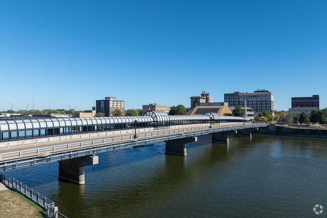 Downtown Waterloo runs along Cedar River and is a scenic area for residents of Gates Park.