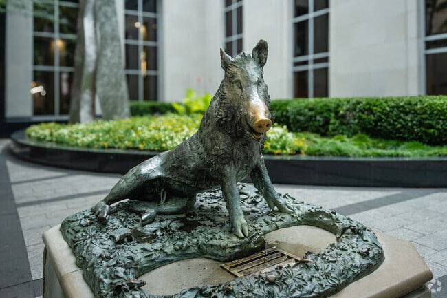 A warthog sculpture can be found right outside of Greater Sullivan.