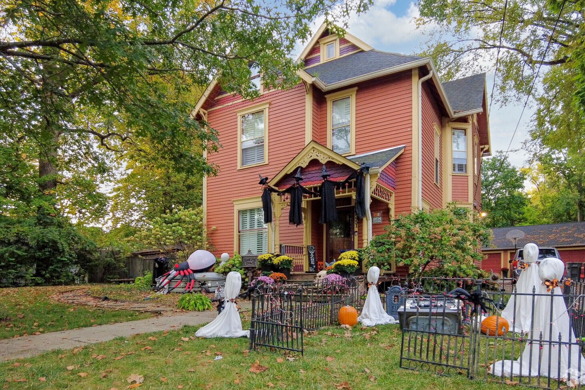 Irvington locals enjoy the festivities of Halloween and other holidays with grand decorations.