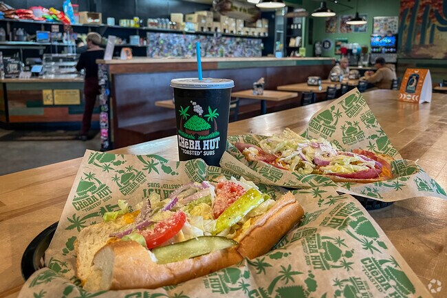 Cheba Hut offers freshly made subs, and is walkable from Sam Hughes.