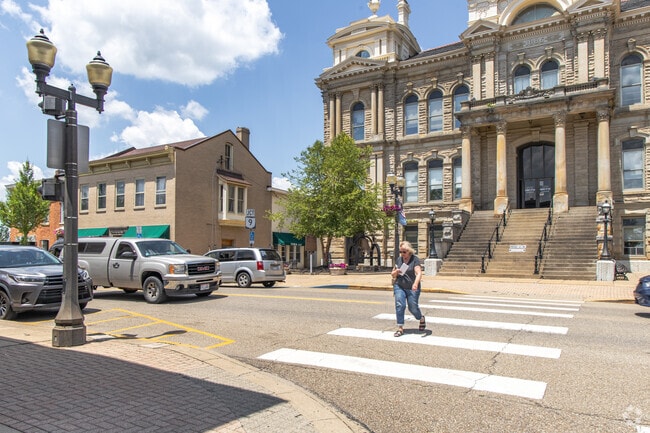 Enjoy a walk on Main Street past the historic Saint Clairsville courthouse.