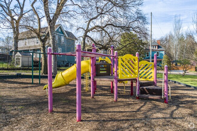 The playground at Fourth and Gill Park in Knoxville, Tennessee is fun and engaging for kids.