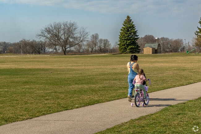Bruce Ream Park is a great place to ride a bike along the flat trails in Hampshire.