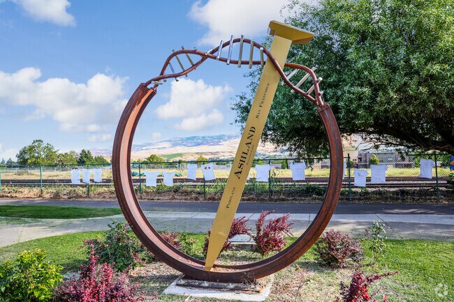 Railroad Park is known for it's statue at the entrance of the park in Ashland.