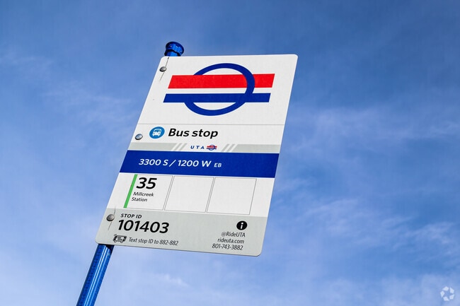 A bus stop in Taylorsville has a sign clearly marking the route number.