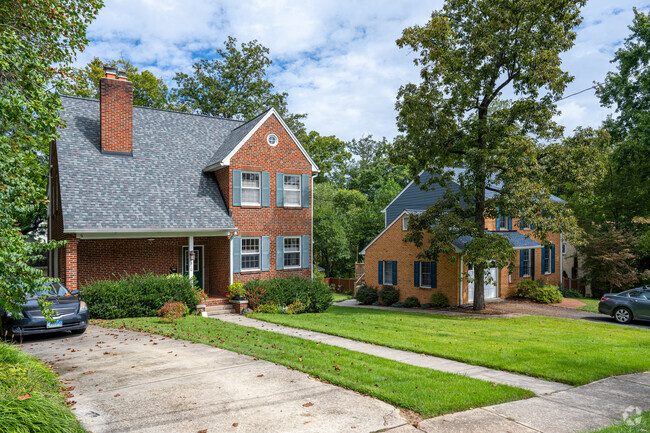 Colonial influenced brick houses on Drexel Rd in Calvert Hills.