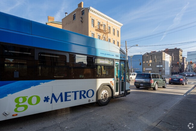 Several bus stops are stationed along the many main drags of Over-The-Rhine.