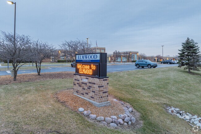 The front sign at Elmwood Elementary School.