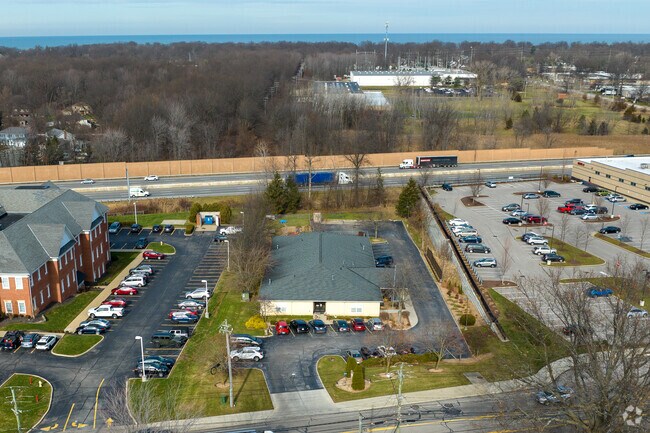 Aerial view of Westshore Montessori School and surrounding area.