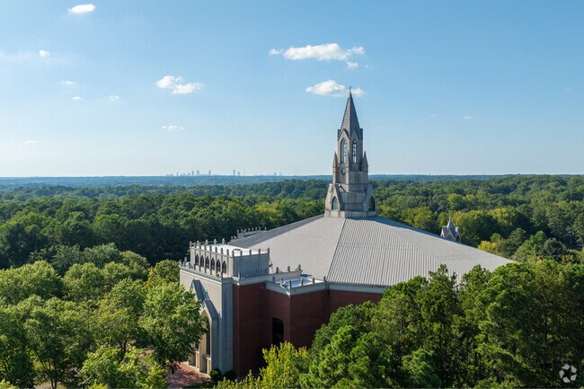 Augustine Preparatory Academy of Atlanta's cathedral highlight's Southwest Dekalb's skyline.