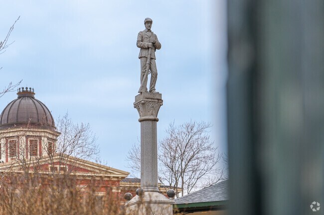 Erected in 1909, the Woodstock Civil War monument honors Union soldiers