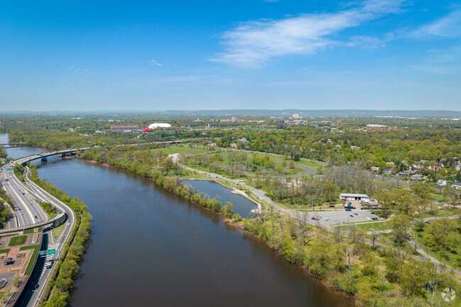 An aerial view of Piscataway Township and the Raritan River, New Jersey