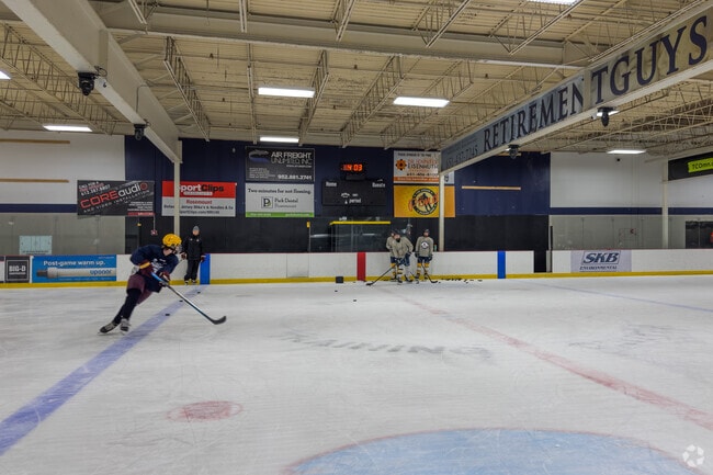 Rosemount players run drills at the Pond Ice Rink.