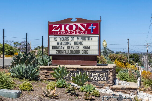 The monument of the Zion Lutheran in Fallbrook.
