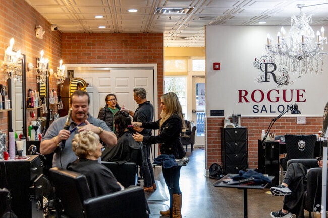 Rogue Salon in Oceanport offers professional hair styling in a modern, brick-accented space.