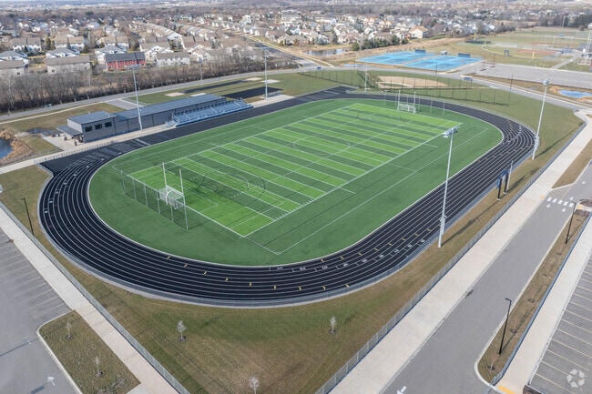 There is a football field and track on the Sun Prairie West High School campus.