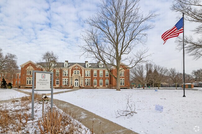 The Main Entrance to Onaway Elementary School is elegant.